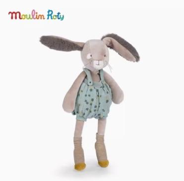 法国moulinroty三只邦尼兔系列灰/ 绿色中兔玩偶 40 厘米 商品图0