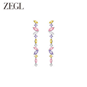 ZEGL设计师印象花园系列长款甜美耳环女小众独特耳钉925银针耳饰