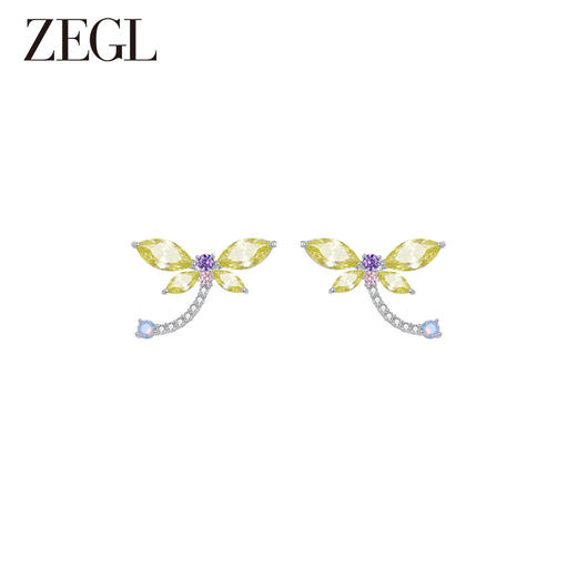 ZEGL设计师印象花园系列蝴蝶耳环女黄色小众独特耳钉925银针耳饰 商品图0
