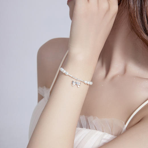 【结爱】S925银珍珠蝴蝶结碎银手链【JHY-A000963Y】 商品图3
