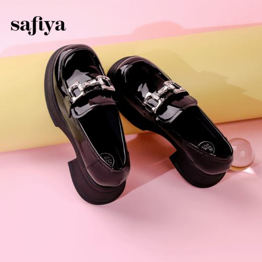 Safiya/索菲娅2024春季小个子增高英伦漆皮高跟厚底乐福鞋 SF41112406 商品图3