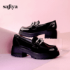Safiya/索菲娅2024春季学院风金属扣粗跟漆皮英伦厚底乐福鞋 SF41112139 商品缩略图4