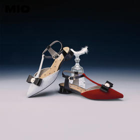 MIO米奥夏季尖头低圆跟时装凉鞋珍珠蝴蝶结通勤凉鞋女M242240406