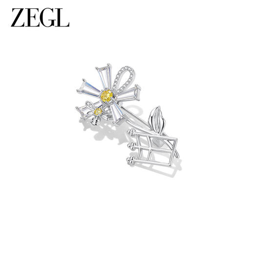 ZEGL设计师雏夏系列雏菊蜜蜂胸针高档女胸花别针花朵小众领针配饰 商品图0