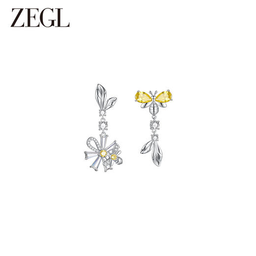 ZEGL设计师雏夏系列雏菊蜜蜂耳环女金色小众独特耳钉925银针耳饰 商品图0