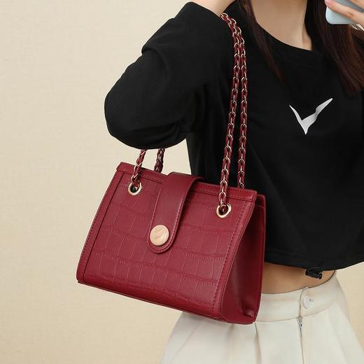 Viney包包2023新款斜挎女包真皮红色结婚新娘大容量手提单肩婚包 商品图1