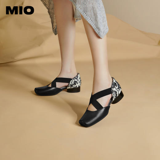 MIO米奥夏季方头低跟单鞋交叉带式国风复古芭蕾鞋女鞋M242241010 商品图0