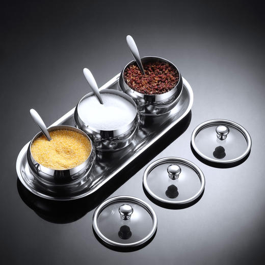 德国戴德不锈钢调味罐套装厨房作料收纳盒三件套 商品图3