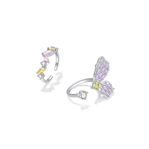 ZEGL设计师印象花园系列紫色蝴蝶戒指女小众高级感指环花朵食指戒 商品图0