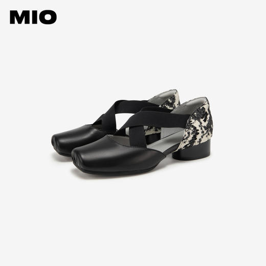 MIO米奥夏季方头低跟单鞋交叉带式国风复古芭蕾鞋女鞋M242241010 商品图3
