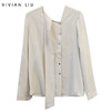 VIVIAN LIU薇薇安刘QD2253001秋女装新款斜领口飘带弹力雪纺衬衫 商品缩略图0