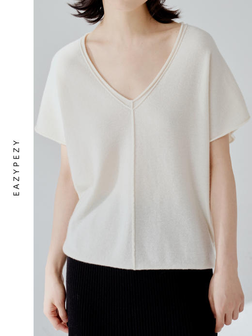 2024SS 15.38V领短袖羊绒衫 商品图0