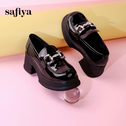 Safiya/索菲娅2024春季小个子增高英伦漆皮高跟厚底乐福鞋 SF41112406 商品图2