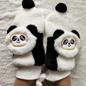 优待源选女款加绒加厚可爱软糯露指触屏毛茸茸保暖学生半指手套YXPS3314