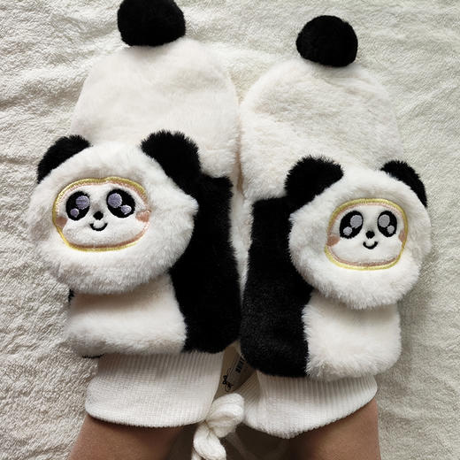 优待源选女款加绒加厚可爱软糯露指触屏毛茸茸保暖学生半指手套YXPS3314 商品图0