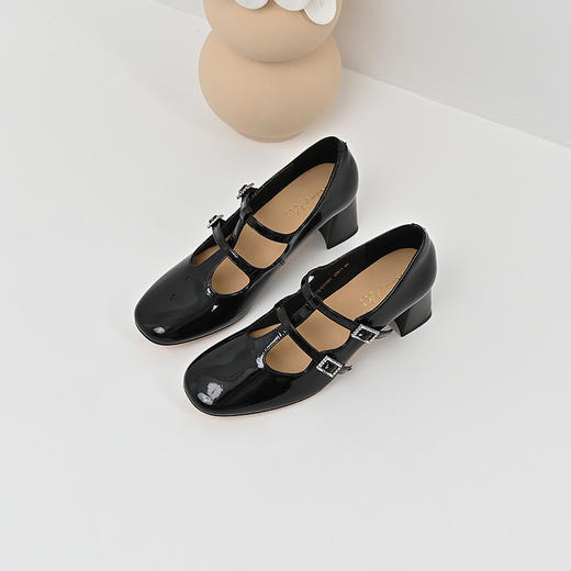 2024经典鲨春季女鞋新款时尚潮流法式双带牛皮革玛丽珍KW198-D17081 商品图3