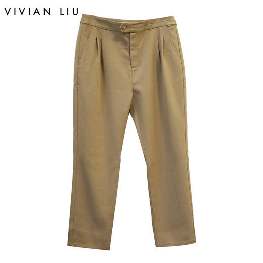 VIVIAN LIU薇薇安刘R2415002春女装新款斜插兜休闲直筒长裤 商品图0