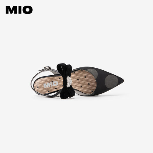 MIO米奥夏季尖头低圆跟凉鞋闪钻爱心蝴蝶结通勤时装凉鞋女M242240405 商品图2