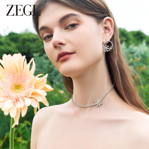 ZEGL设计师雏夏系列雏菊蜜蜂耳环女小众圈圈可爱耳钉925银针耳饰 商品图1