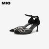 MIO米奥夏季尖头细跟网面时装凉鞋一字扣带钻链宴会高跟鞋M242212000 商品缩略图3