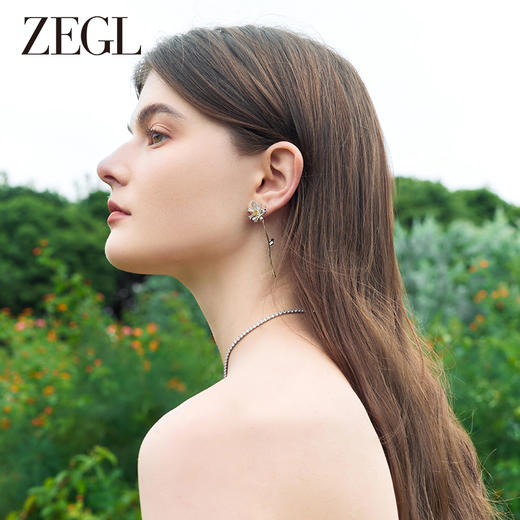 ZEGL设计师雏夏系列雏菊蜜蜂耳环女2024新款耳钉可爱925银针耳饰 商品图1
