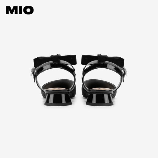 MIO米奥夏季尖头低圆跟凉鞋闪钻爱心蝴蝶结通勤时装凉鞋女M242240405 商品图4
