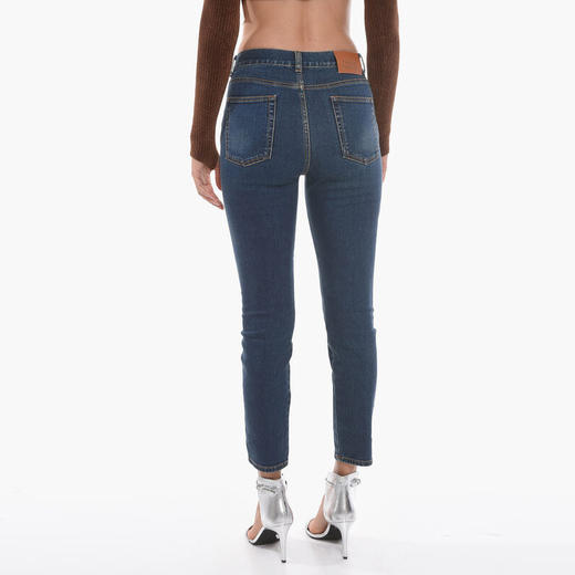 ALEXANDER MCQUEEN 亚历山大.麦昆 女士徽标贴花棉质休闲牛仔裤 深蓝色 658059 QMABH 4098 商品图2