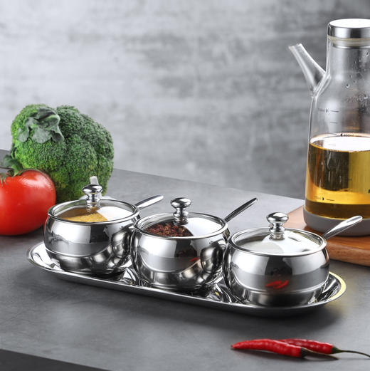 德国戴德不锈钢调味罐套装厨房作料收纳盒三件套 商品图2