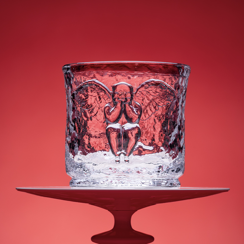稀奇艺术女士威士忌杯玻璃杯天使浮雕冷水杯洋酒杯四只装