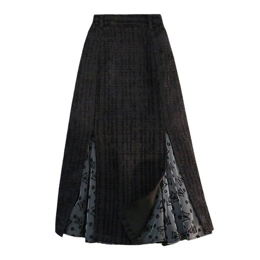 雀说 粗毛呢蝴蝶半身裙女秋冬高腰显瘦遮胯a字裙子4ZF-012902 商品图4