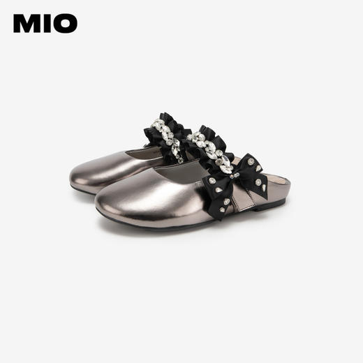 MIO米奥夏季厚底坡跟凉鞋蝴蝶结包头拖勃肯拖女鞋M242240101 商品图3