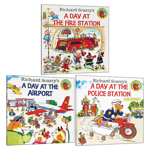 英文原版儿童绘本 忙碌的一天 Richard Scarry’s A Day 英文版 3册套装 飞机场 警察局 消防站 斯凯瑞金色童书 儿童启蒙 商品图0