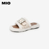 MIO米奥夏季低跟拖鞋方扣钻饰舒适慵懒一字拖毛毛拖女M243131920 商品缩略图0