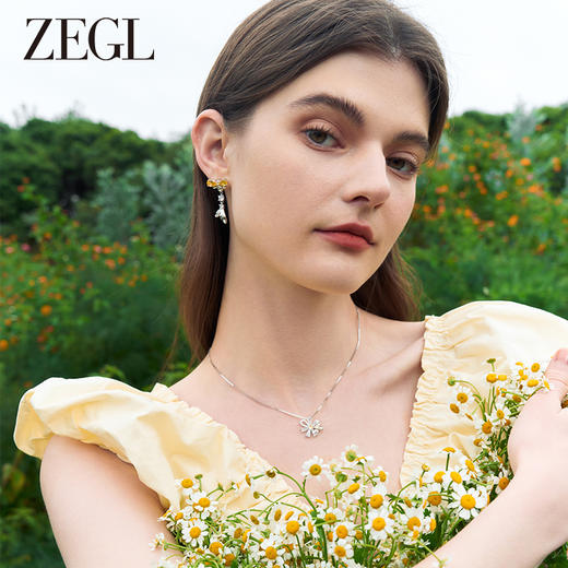 ZEGL设计师雏夏系列小雏菊蜜蜂项链女925银小众毛衣锁骨链配饰品 商品图3