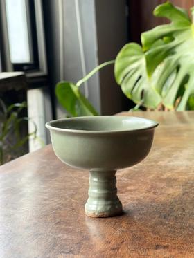 龙泉梅子青釉印花高足杯，顺丰包邮
