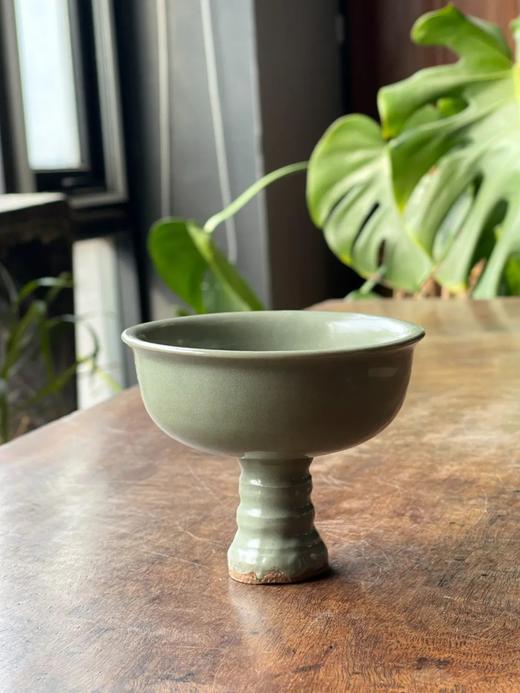 龙泉梅子青釉印花高足杯，顺丰包邮 商品图0