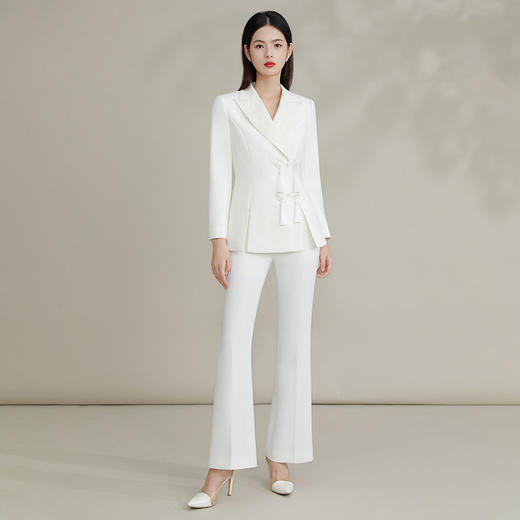IWY/新款国风设计师款米白色西服套装主持人上镜装高端国风西服两件套FYC217+FYP218 商品图0