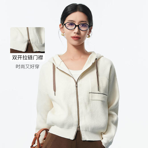 I'd爱帝无龄感山羊绒连帽休闲打底衫百搭针织小外套 商品图2