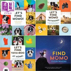 预售 【中商原版】寻找莫莫 狗狗捉迷藏找找书系列4册 Lets Find Momo Outdoors Yaya Boo At Home儿童纸板书英文原版Hide And Seek