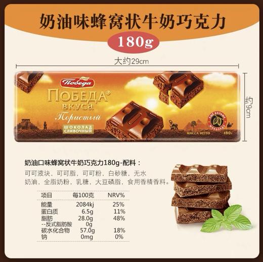 俄罗斯胜利牌蜂窝状黑/白兰地/奶油/牛奶巧克力180g 商品图3