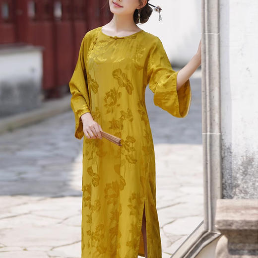 裁缝学苑AQ235老缎子晨袍国风无省平裁旗袍连衣长裙纸样女装版型 商品图5