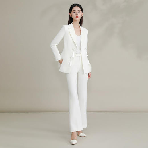 IWY/新款国风设计师款米白色西服套装主持人上镜装高端国风西服两件套FYC217+FYP218 商品图5