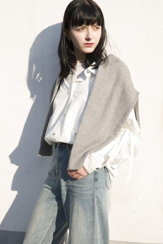 袖口抽绳长袖衬衫 商品图0