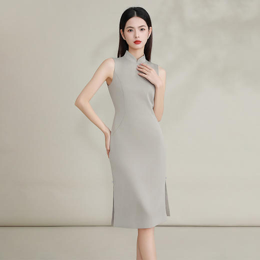 IWY/灰色高端国风西装套裙气质名媛旗袍连衣裙新中式主持人上镜装FYC224+FYQ223 商品图2