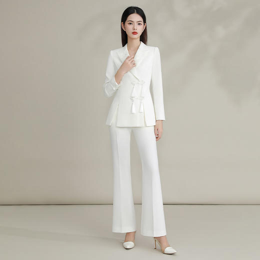 IWY/新款国风设计师款米白色西服套装主持人上镜装高端国风西服两件套FYC217+FYP218 商品图2