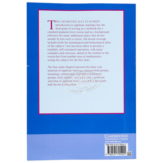 预售 【中商原版】代数拓扑 英文原版 Algebraic Topology 剑桥大学出版社 Allen Hatcher 商品图1