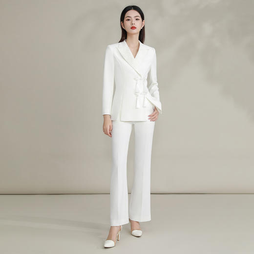 IWY/新款国风设计师款米白色西服套装主持人上镜装高端国风西服两件套FYC217+FYP218 商品图1