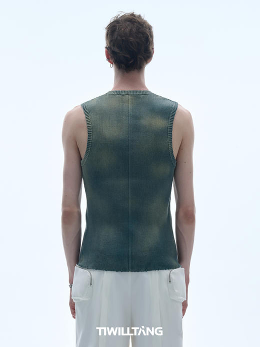 TIWILLTANG 启世录“砧豸”水洗仿牛仔罗纹针织背心夏季无袖纯棉 商品图3