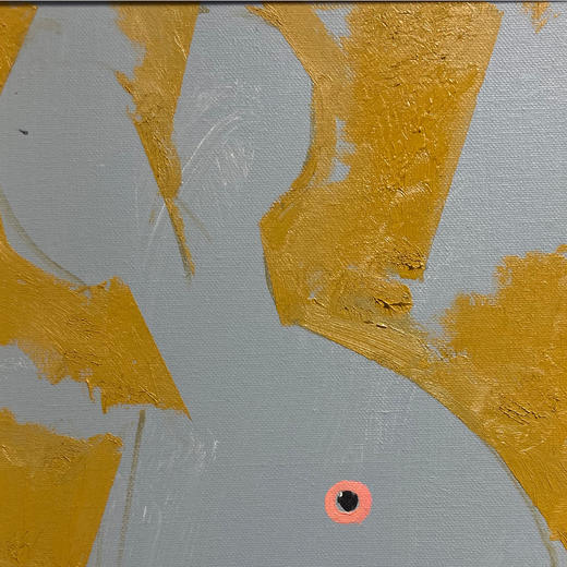 B12 孙洪敏《兔兔新曲》40*30CM 布面油画 手绘原作  已装框（白色木制）艺术家本人特供 仅有1张现货顺丰包邮 商品图1