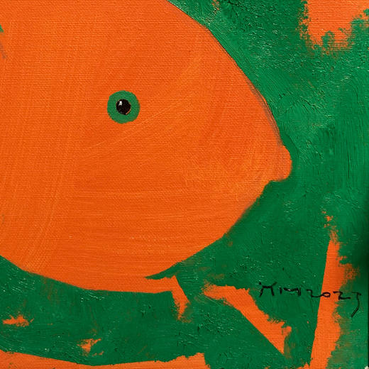 B19 孙洪敏《兔兔新曲》40*30CM 布面油画 手绘原作  已装框（白色木制）艺术家本人特供 仅有1张现货顺丰包邮 商品图2